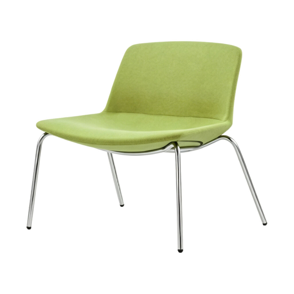 Lime Green Polyester Cantilever Chair, white-background front or three-quarter view