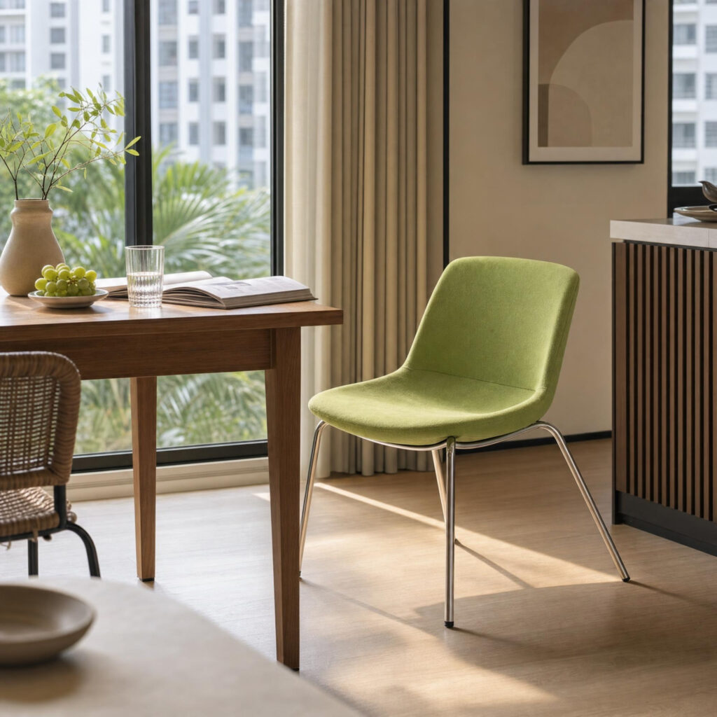 Lime Green Polyester Cantilever Chair, lifestyle setting 1