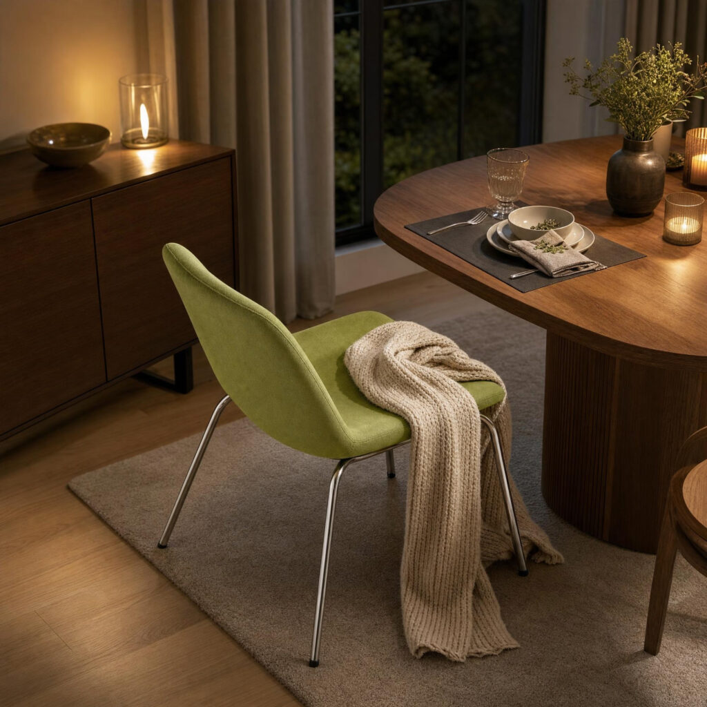 Lime Green Polyester Cantilever Chair, lifestyle setting 4