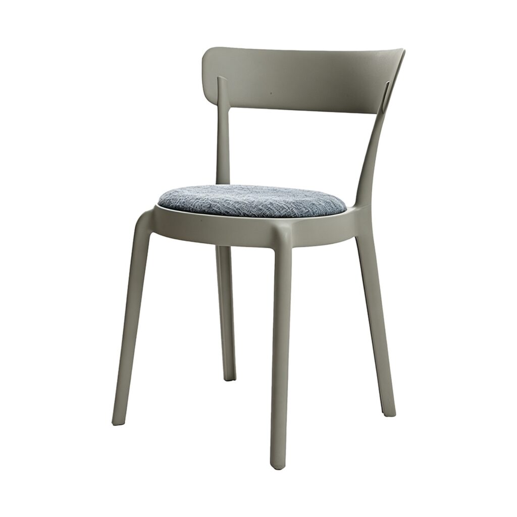 Pebble Softseat PP Dining Chair in Grey, white-background front or three-quarter view
