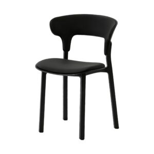 Supportive Fabric Upholstered Dining Chair in Black, white-background front or three-quarter view