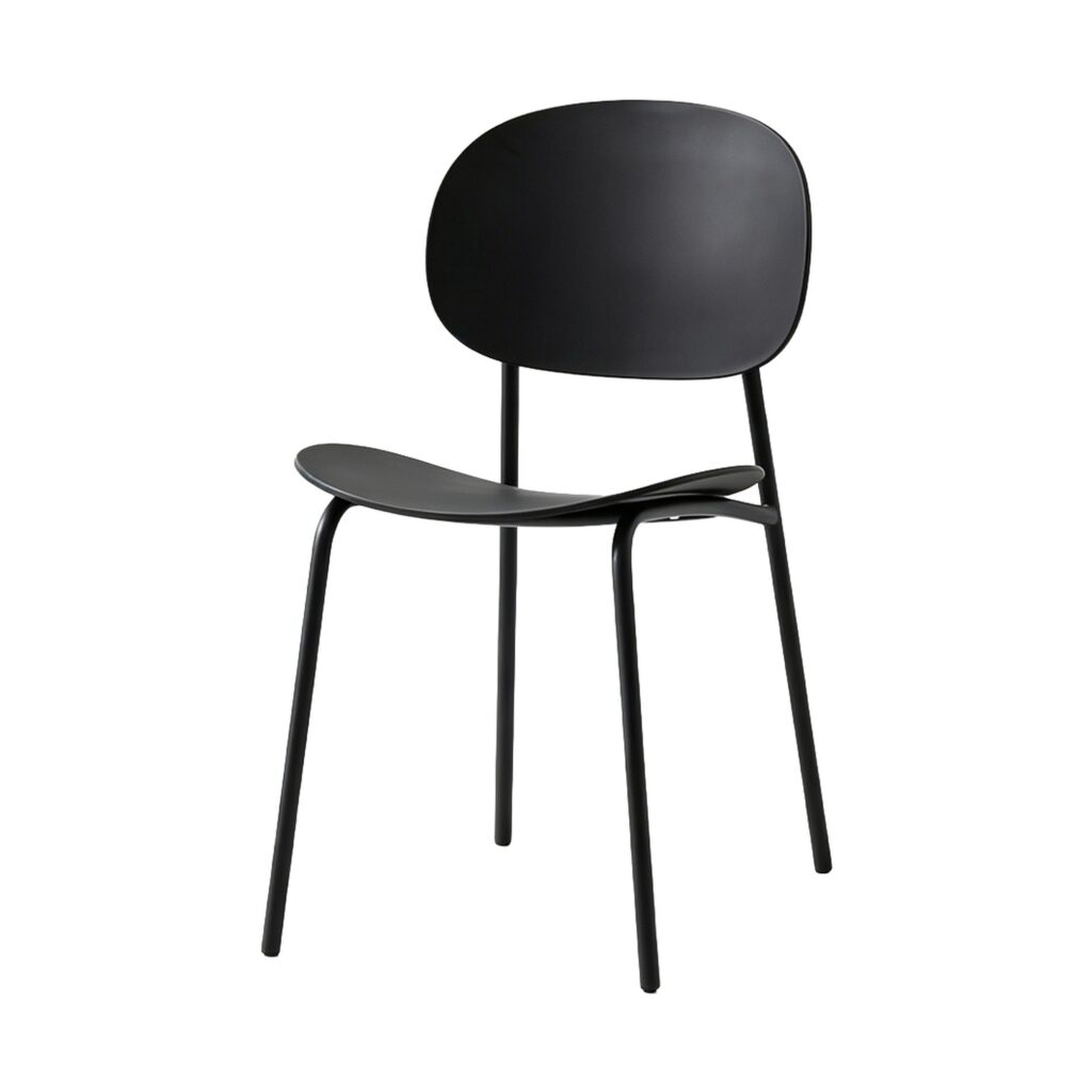 Curved-Back Dining Chair in Black, white-background front or three-quarter view