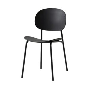 Curved-Back Dining Chair in Black, white-background front or three-quarter view