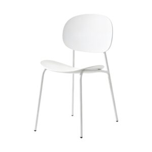 Curved-Back Dining Chair in White, white-background front or three-quarter view