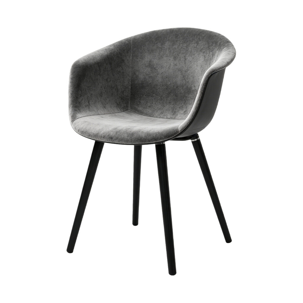 Velvet Shell Dining Chair, white-background front or three-quarter view