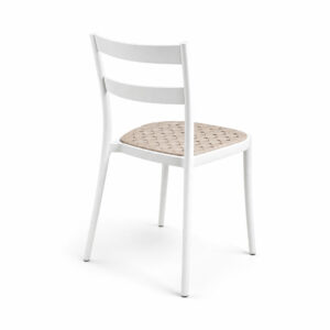 Rattan-Texture Dining Side Chair, white-background rear or detail view