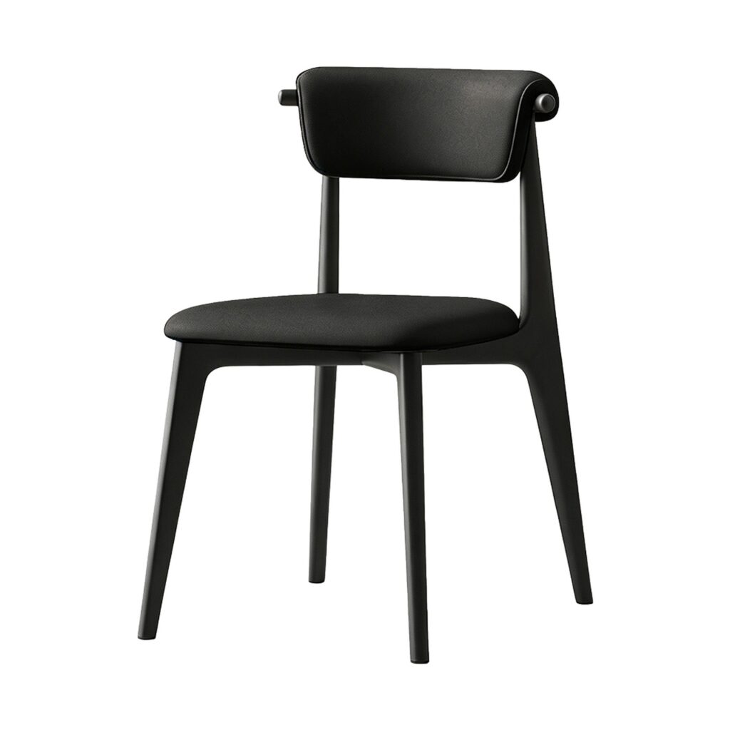 Natural Wood Dining Chair in Black, white-background front or three-quarter view