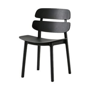 Contoured Plastic Dining Side Chair in Black, white-background front or three-quarter view