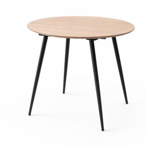 Round Extendable Dining Table, white-background rear or detail view
