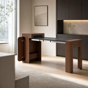 Wooden Expandable Dining Table, styled campaign view