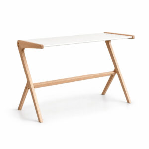 Scandi Style Beech Wood Desk, white-background rear or detail view