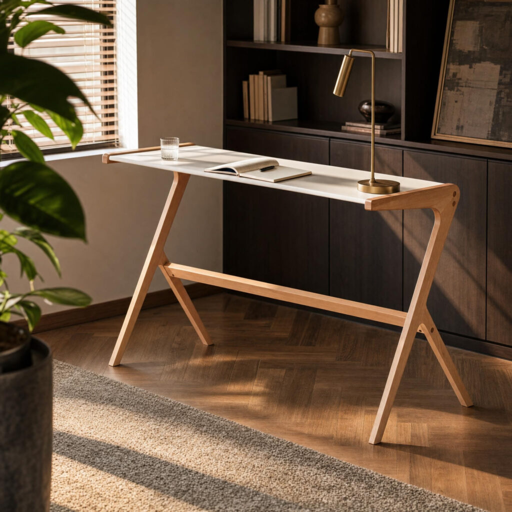 Scandi Style Beech Wood Desk, lifestyle setting 3