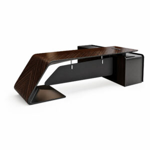 Ebony Wood-Grain Desk, white-background front or three-quarter view