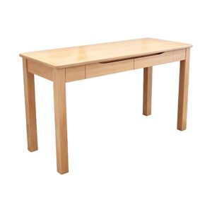 Dual-Drawer Study Work Table in Natural, white-background front or three-quarter view