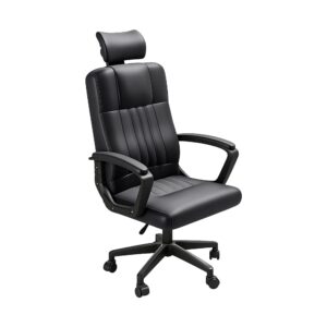 Tall-Back Desk Chair with Contour Support in Black, white-background front or three-quarter view
