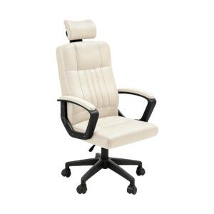 Tall-Back Desk Chair with Contour Support in Cream, white-background front or three-quarter view