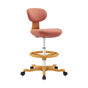 Coral Polyester Drafting Stool, white-background front or three-quarter view
