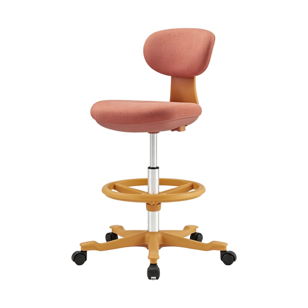 Coral Polyester Drafting Stool, white-background front or three-quarter view