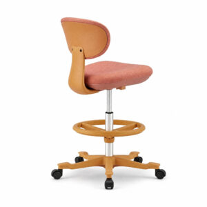 Coral Polyester Drafting Stool, white-background rear or detail view