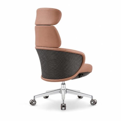 Luxury Eco-Leather Executive Office Chair, white-background rear or detail view