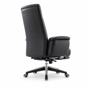Reclining Leather-Look Office Chair with Hidden Footrest, white-background rear or detail view