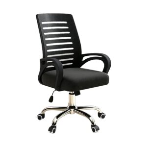 Heavy-Duty Leather-Look Office Chair in Black, white-background front or three-quarter view