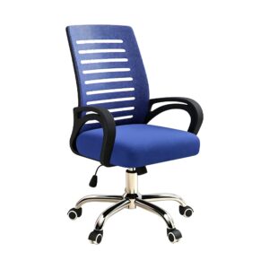 Heavy-Duty Leather-Look Office Chair in Blue, white-background front or three-quarter view