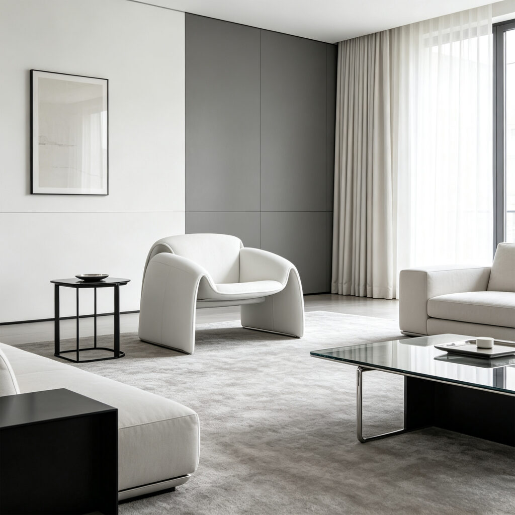The Sculptural Elegance Accent Chair, lifestyle setting 1