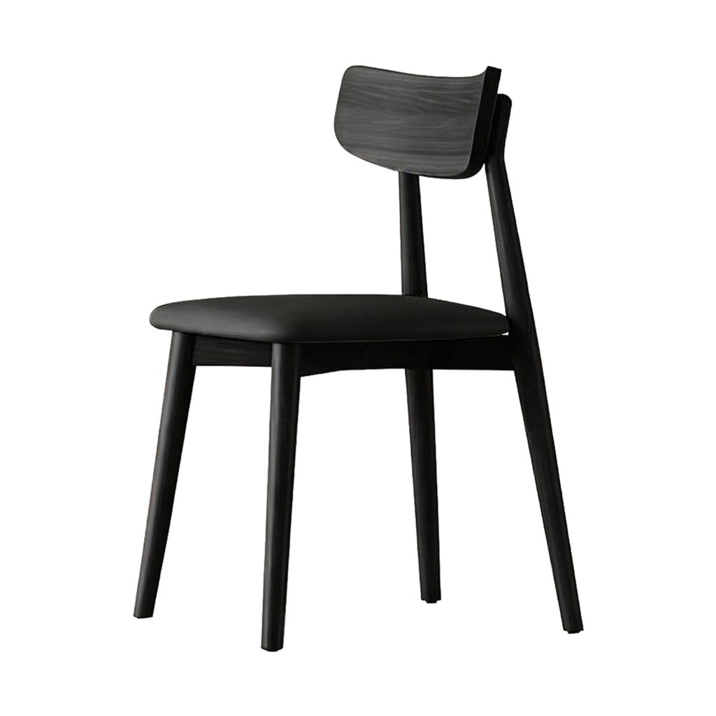 Minimalist Wood Chair in Black, white-background front or three-quarter view