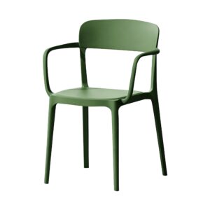 Olive Curve PP Armchair in Green, white-background front or three-quarter view