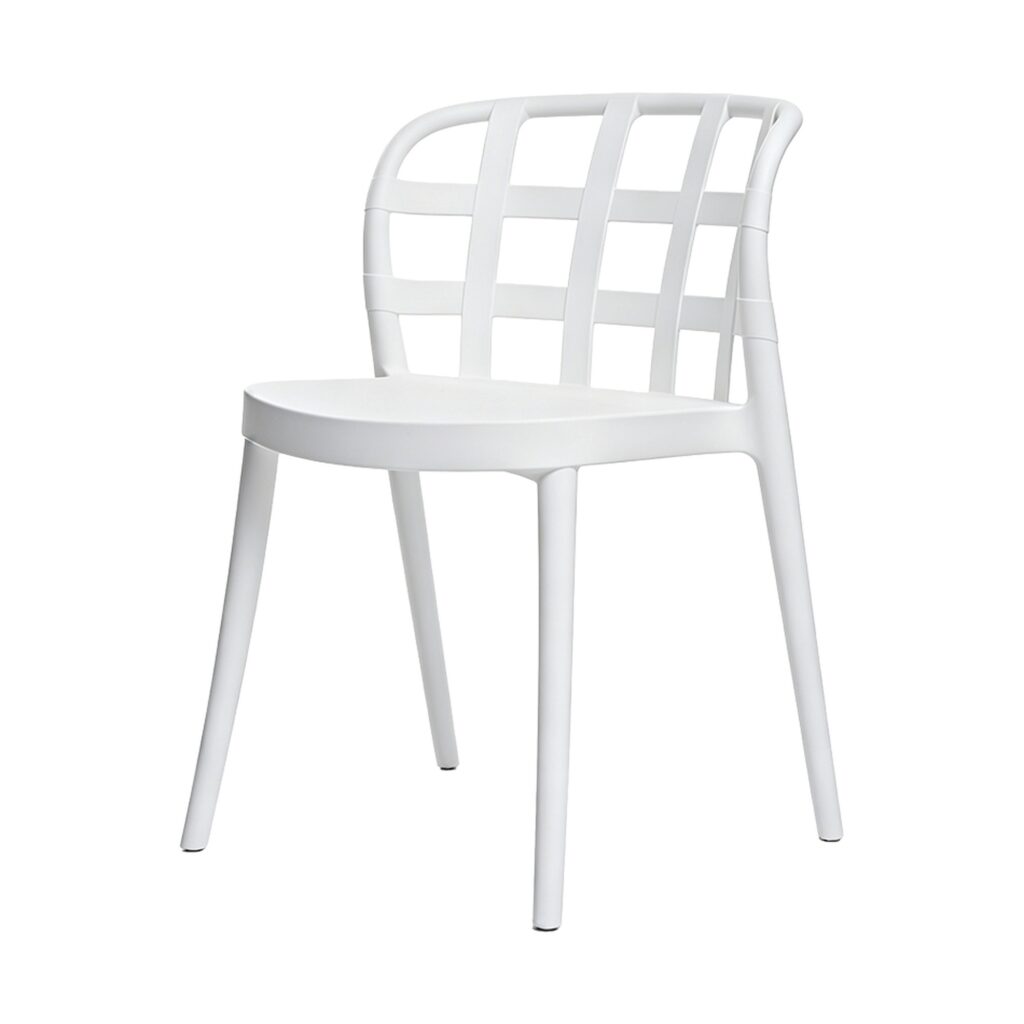 Balou PP Minimalist Backrest Chair in White, white-background front or three-quarter view