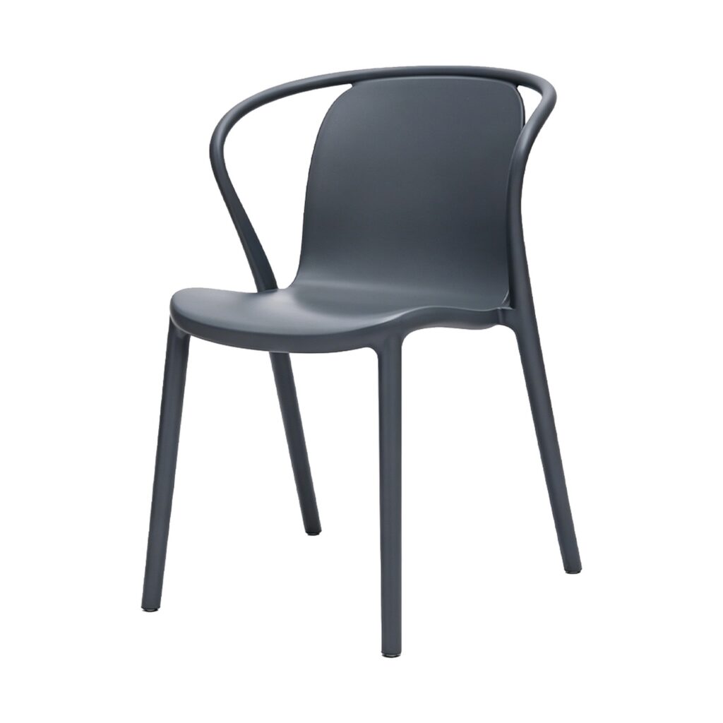 Trio PP Grid Back Stackable Chair in Grey, white-background front or three-quarter view
