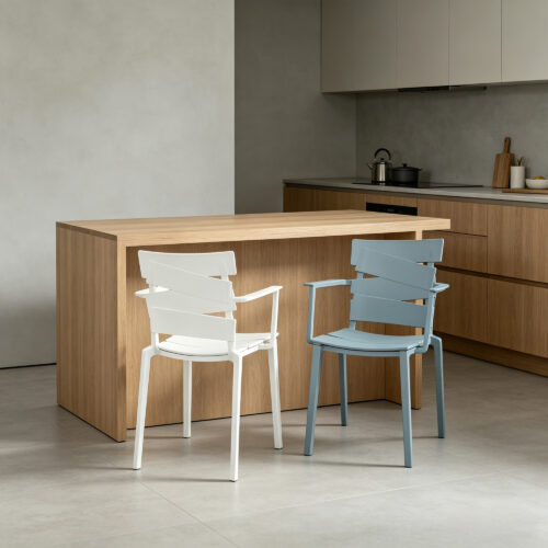 Coral PP Coastal Style Chair in Baby Blue, lifestyle setting 1