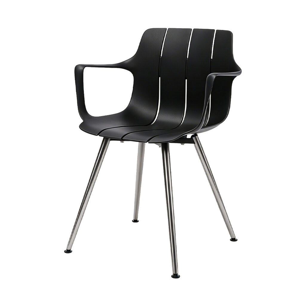 Stecca Ribbed PP Arm Chair, white-background front or three-quarter view