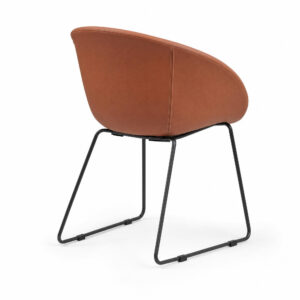 Tan Leather Shell Accent Chair, white-background rear or detail view