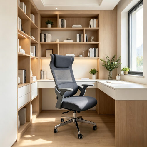 Breathable Fabric High-Back Work Chair, lifestyle setting 1