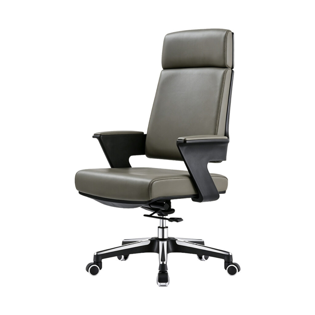 High-Back Leather Executive Chair, white-background front or three-quarter view