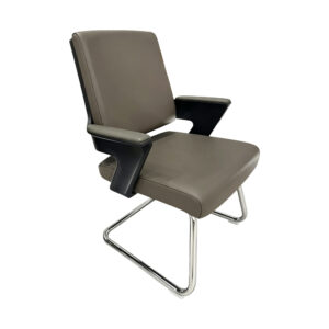 Cantilever Leather Armchair, white-background front or three-quarter view
