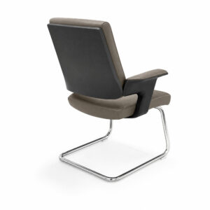Cantilever Leather Armchair, white-background rear or detail view