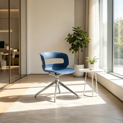 Moulded Plastic Swivel Chair, styled campaign view