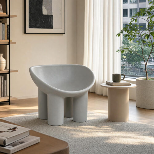 Elephant Leg Chair in Grey, lifestyle setting 1