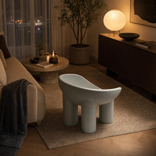 Elephant Leg Chair in Grey, lifestyle setting 4