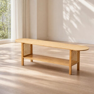 Rattan Coffee Table, styled campaign view