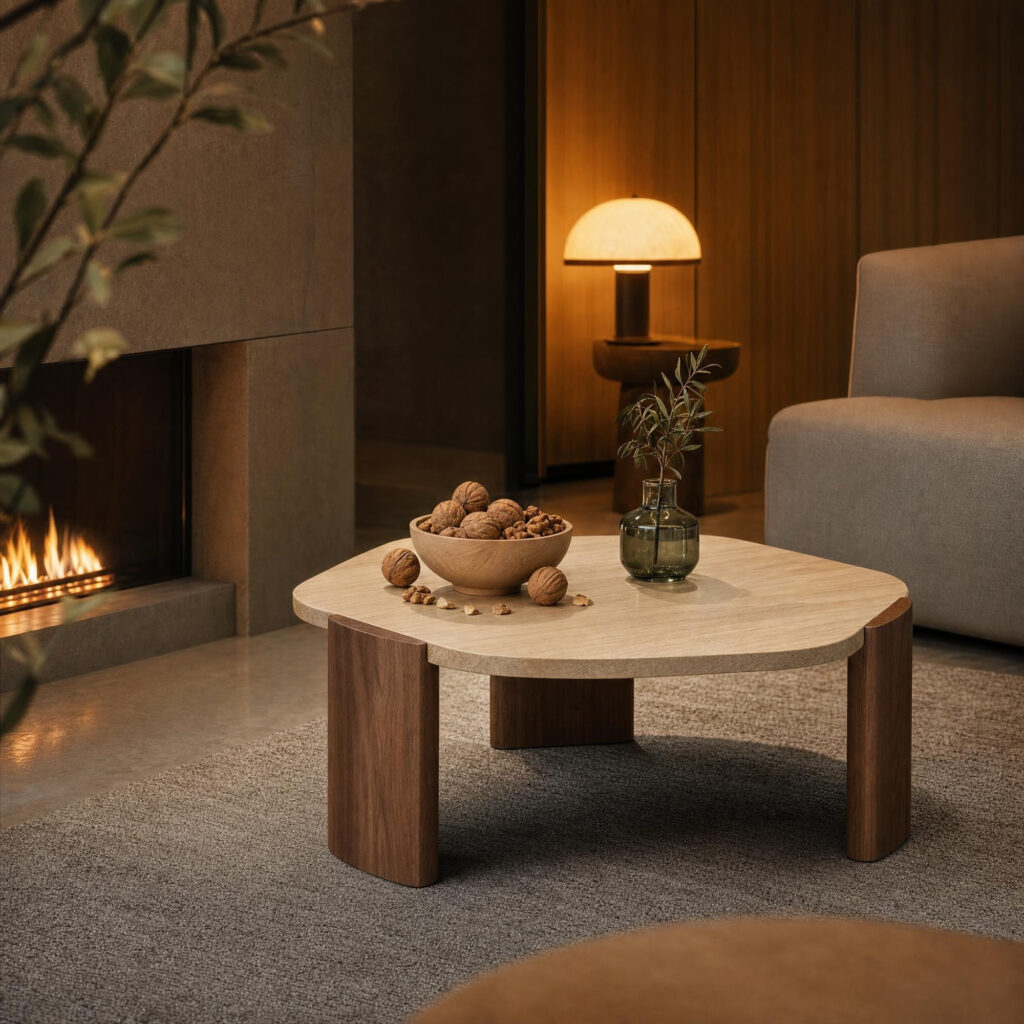 Aura Travertine & Oak Coffee Table, alternative campaign view