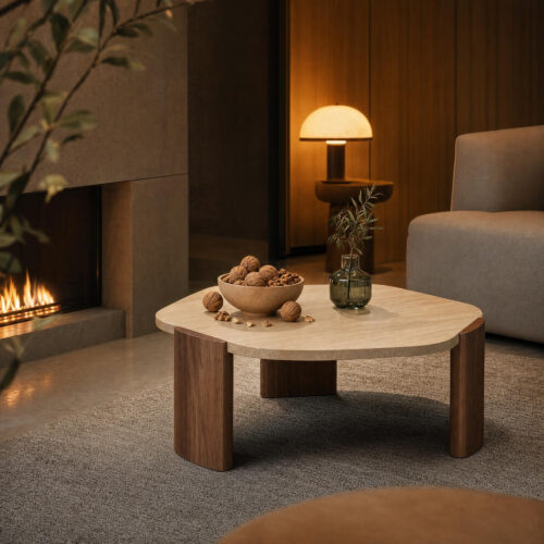 Aura Travertine & Oak Coffee Table, alternative campaign view