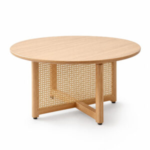Lumiere Rattan Pedestal Coffee Table, white-background front or three-quarter view