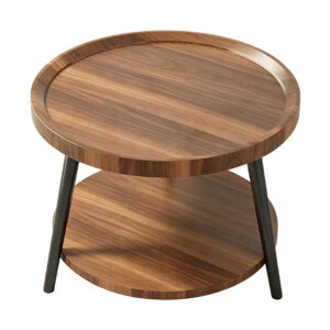 Dual-Tier Round Coffee Table, white-background front or three-quarter view
