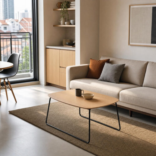 Minimalist Oak Coffee Table, lifestyle setting 2