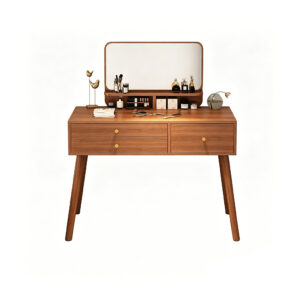 The Linear Walnut Dressing Table, white-background front or three-quarter view