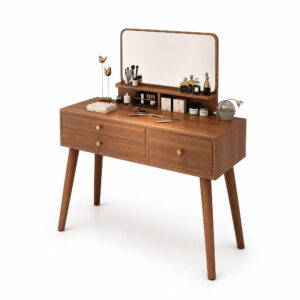 The Linear Walnut Dressing Table, white-background rear or detail view